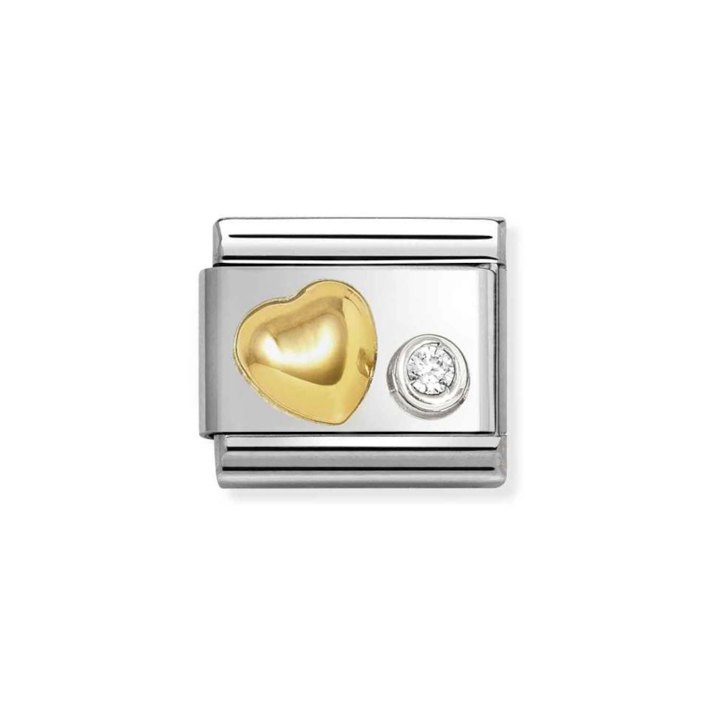 NOMINATION COMPOSABLE CLASSIC LINK HEART IN 18K GOLD WITH STERLING SILVER 630301/02 NOMINATION COMPOSABLE CLASSIC LINK HEART IN 18K GOLD WITH STERLING SILVER 630301/02