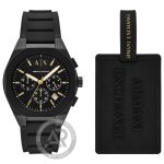 Armani Exchange Raphael Black Silicone Strap Chronograph Gift Set AX7165SET