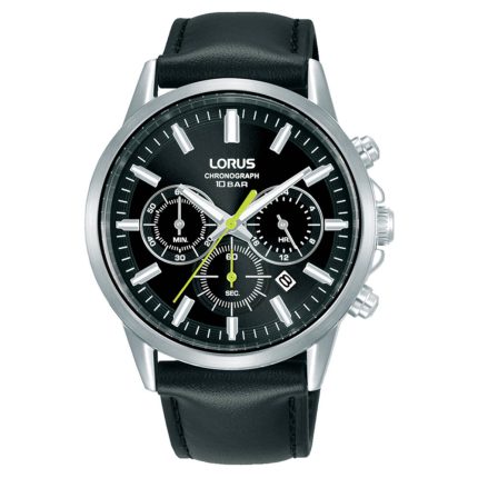 Lorus Tactical Chronograph Black Leather Strap RT379KX9