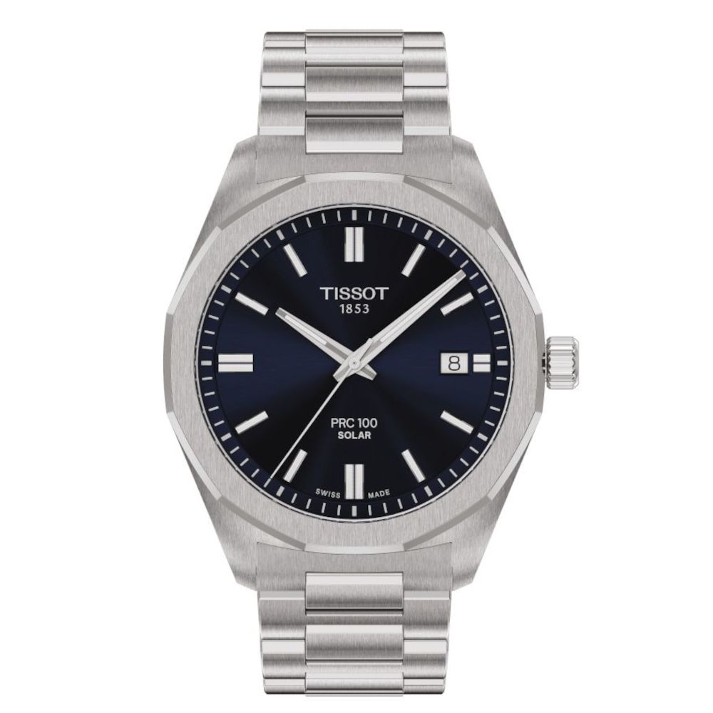 Tissot T-Classic PRC 100 Solar Silver Stainless Steel Bracelet T1514221104100 Tissot T-Classic PRC 100 Solar Silver Stainless Steel Bracelet T1514221104100