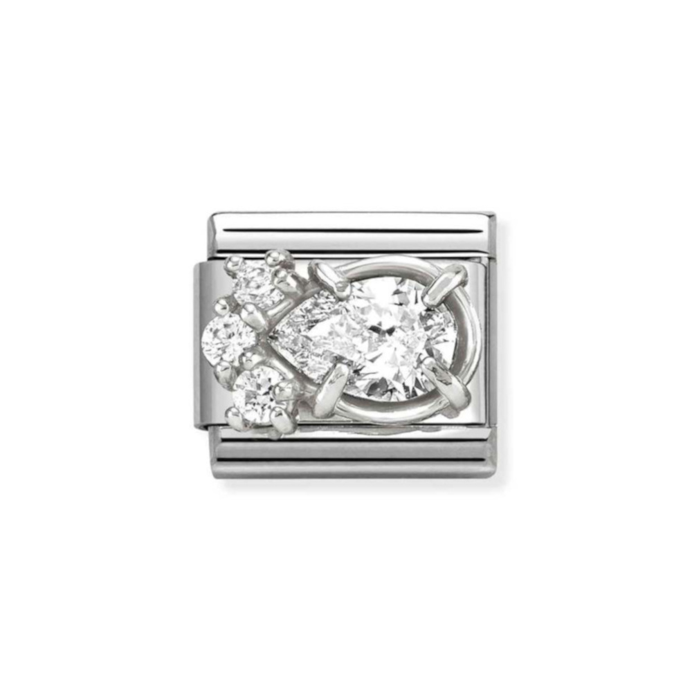 NOMINATION COMPOSABLE CLASSIC LINK WHITE DROP IN STERLING SILVER 330329/01 NOMINATION COMPOSABLE CLASSIC LINK WHITE DROP IN STERLING SILVER 330329/01