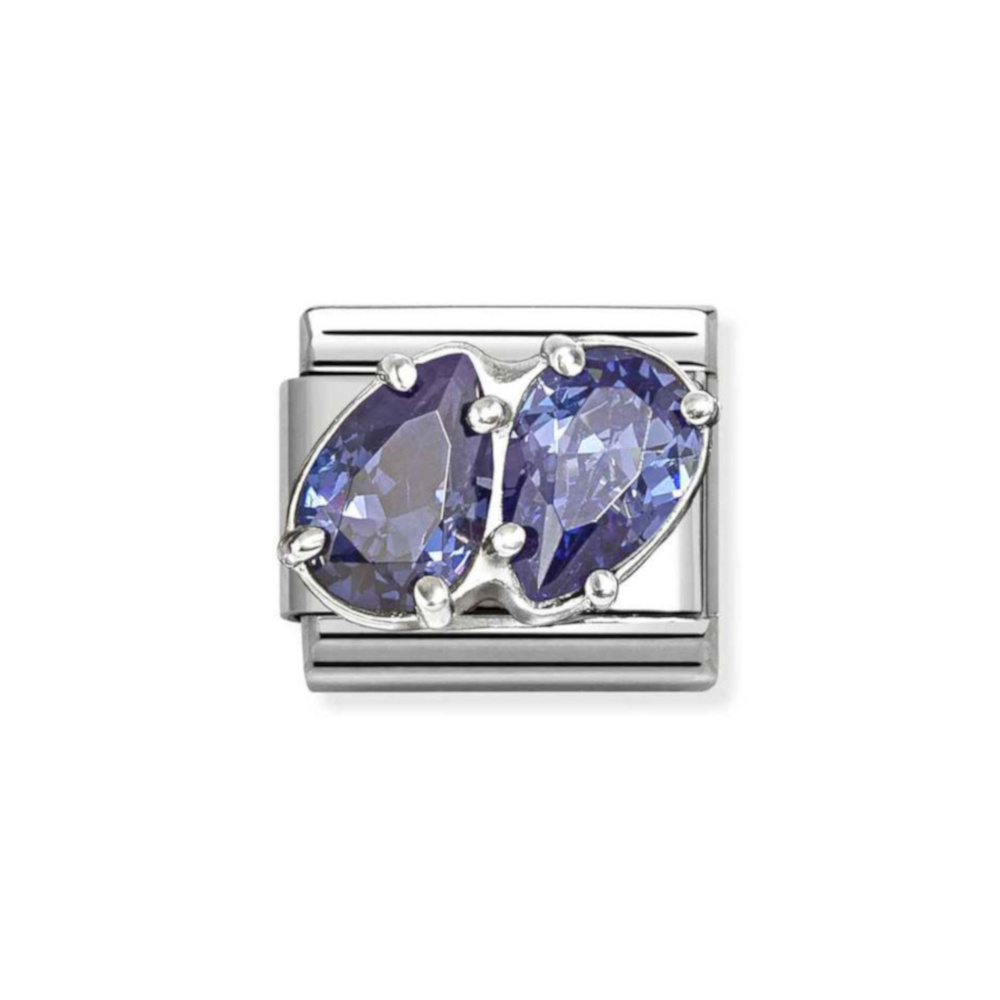 NOMINATION COMPOSABLE CLASSIC LINK BLUE DOUBLE DROPS IN STERLING SILVER 330329/13 NOMINATION COMPOSABLE CLASSIC LINK BLUE DOUBLE DROPS IN STERLING SILVER 330329/13