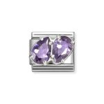 NOMINATION COMPOSABLE CLASSIC LINK PURPLE DOUBLE DROPS IN STERLING SILVER 330329/14