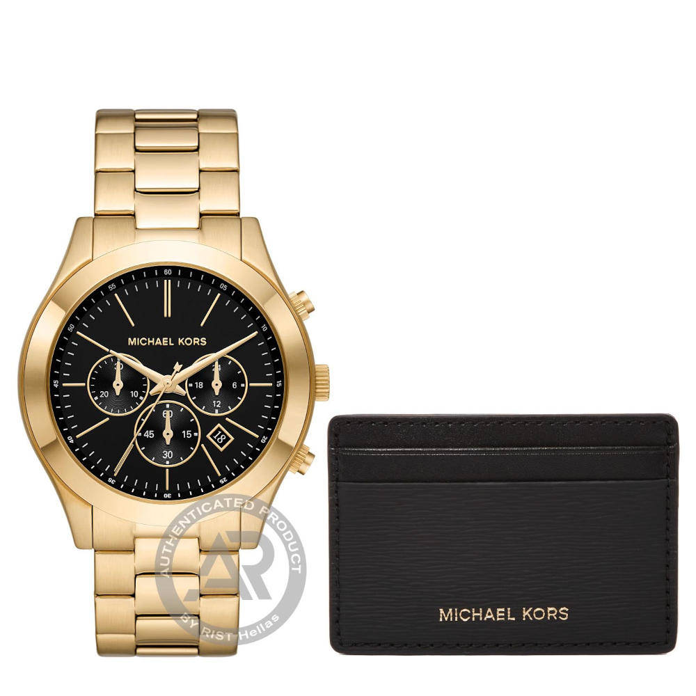 Michael Kors Slim Runway Gold Stainless Steel Bracelet Chronograph Gift Set MK1076 Michael Kors Slim Runway Gold Stainless Steel Bracelet Chronograph Gift Set MK1076