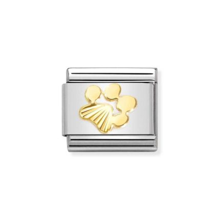 NOMINATION COMPOSABLE CLASSIC LINK PAW PRINT WITH ETCHED DETAIL IN 18K GOLD 030149/44