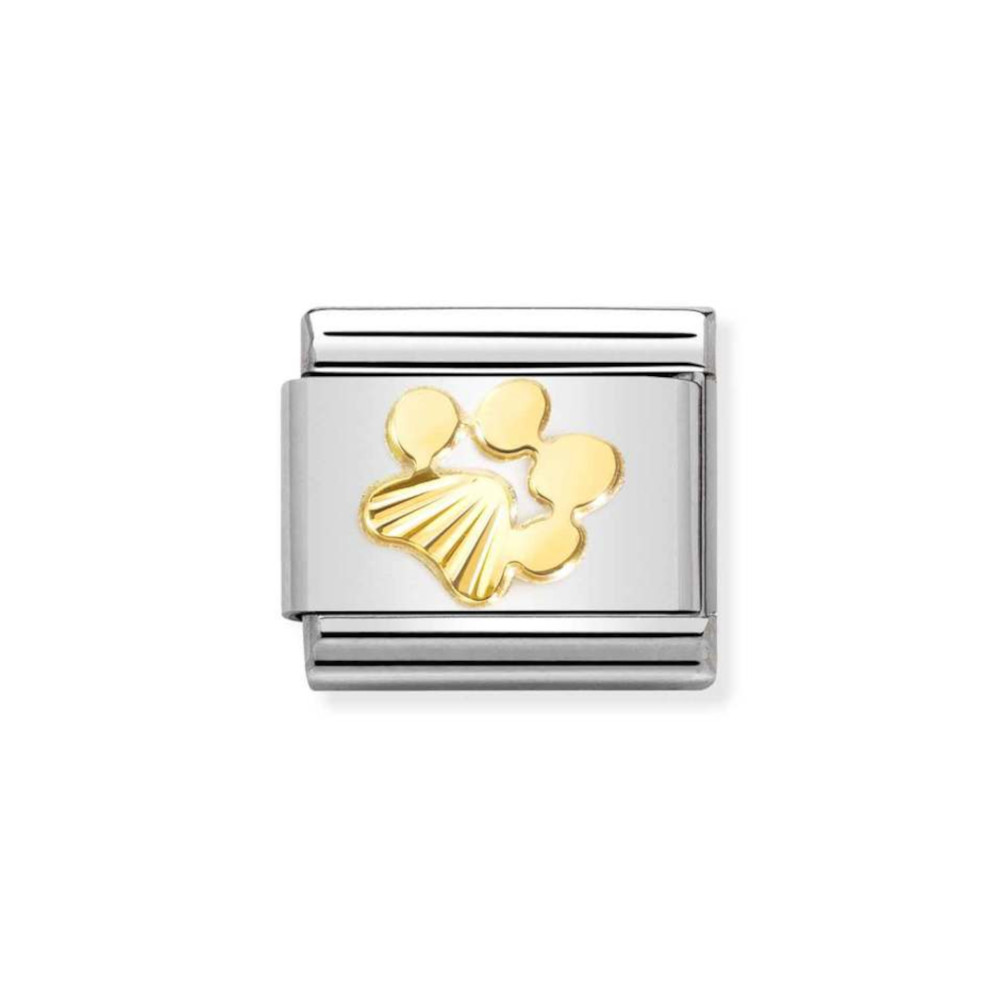 NOMINATION COMPOSABLE CLASSIC LINK PAW PRINT WITH ETCHED DETAIL IN 18K GOLD 030149/44 NOMINATION COMPOSABLE CLASSIC LINK PAW PRINT WITH ETCHED DETAIL IN 18K GOLD 030149/44