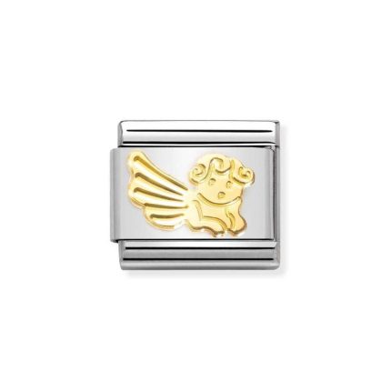 NOMINATION COMPOSABLE CLASSIC LINK ANGEL WITH ETCHED DETAIL IN 18K GOLD 030149/46