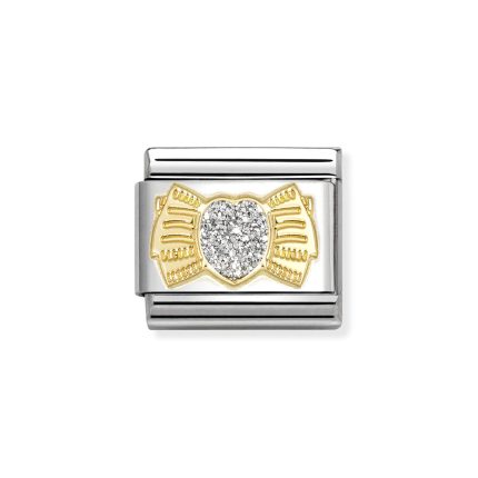 NOMINATION COMPOSABLE CLASSIC LINK HEART BOW GLITTER IN 18K GOLD 030220/25