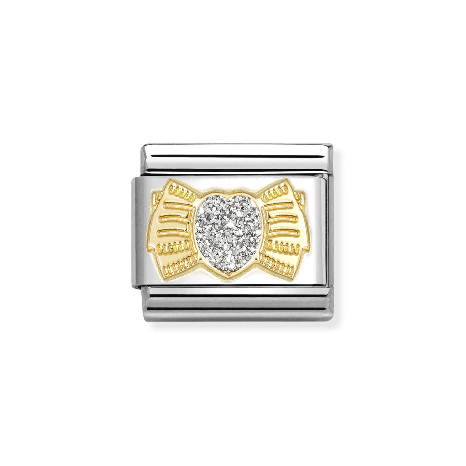 NOMINATION COMPOSABLE CLASSIC LINK HEART BOW GLITTER IN 18K GOLD 030220/25 NOMINATION COMPOSABLE CLASSIC LINK HEART BOW GLITTER IN 18K GOLD 030220/25