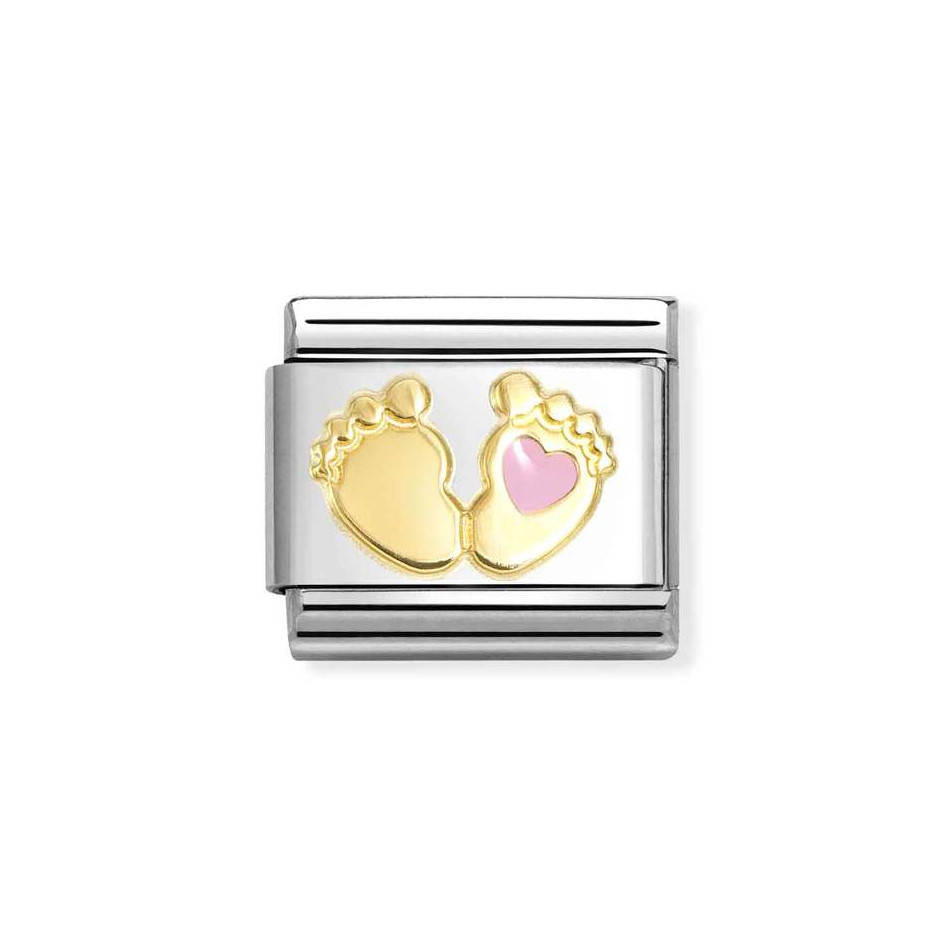 NOMINATION COMPOSABLE CLASSIC LINK BABY PINK FOOT IN 18K GOLD 030272/85 NOMINATION COMPOSABLE CLASSIC LINK BABY PINK FOOT IN 18K GOLD 030272/85