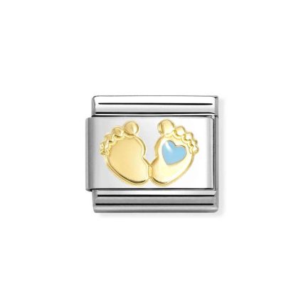 NOMINATION COMPOSABLE CLASSIC LINK BABY BLUE FOOT IN 18K GOLD 030272/86