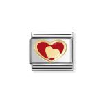 NOMINATION COMPOSABLE CLASSIC LINK RED HEART-GOLD HEART IN 18K GOLD 030283/28