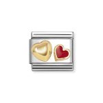 NOMINATION COMPOSABLE CLASSIC LINK RED HEART ROUNDED HEART IN 18K GOLD 030283/32