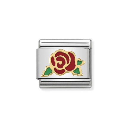NOMINATION COMPOSABLE CLASSIC LINK RED ROSE VERSAILLES IN 18K GOLD 030285/30