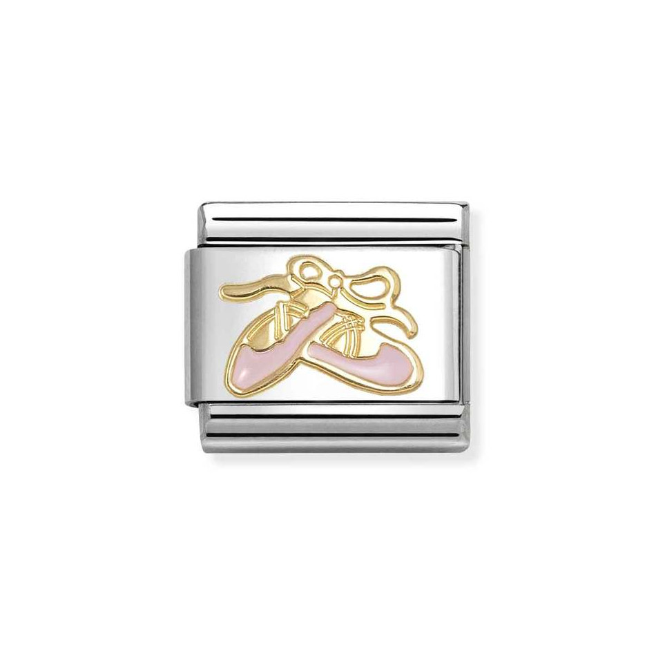 NOMINATION COMPOSABLE CLASSIC LINK PINK DANCE SHOES IN 18K GOLD 030285/76 NOMINATION COMPOSABLE CLASSIC LINK PINK DANCE SHOES IN 18K GOLD 030285/76