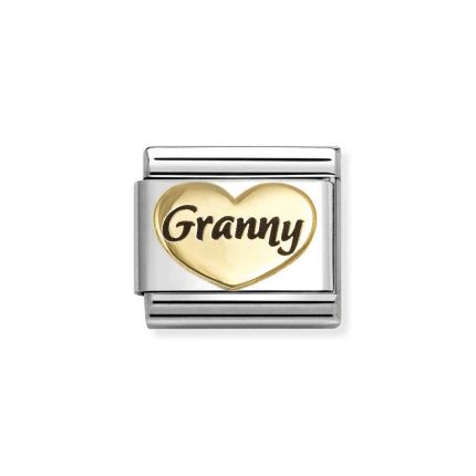 NOMINATION COMPOSABLE CLASSIC LINK GRANNY HEART IN 18K GOLD 030285/81