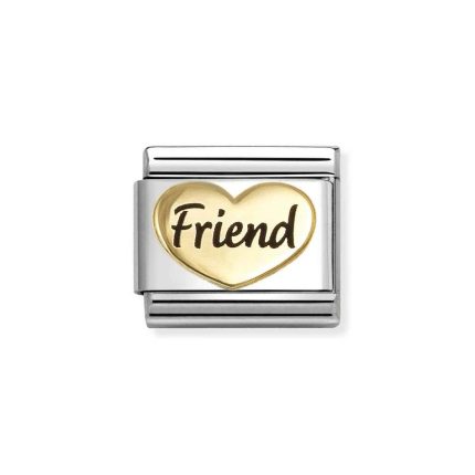 NOMINATION COMPOSABLE CLASSIC LINK FRIEND HEART IN 18K GOLD 030285/84