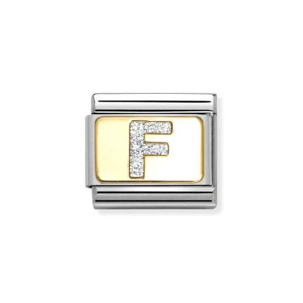 NOMINATION COMPOSABLE CLASSIC LINK LETTER F IN 18K GOLD 030291/06