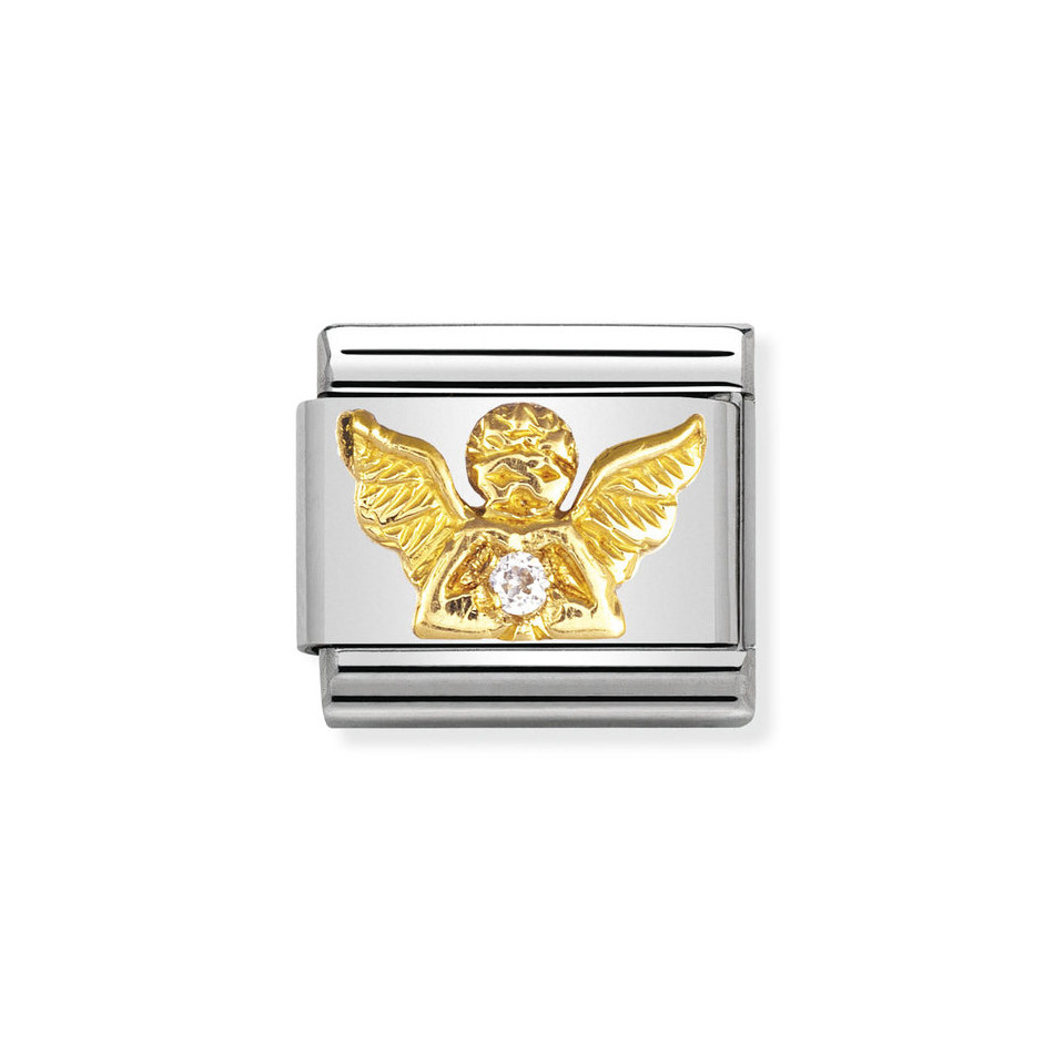 NOMINATION COMPOSABLE CLASSIC LINK ANGEL WITH CZ IN 18K GOLD 030307/23 NOMINATION COMPOSABLE CLASSIC LINK ANGEL WITH CZ IN 18K GOLD 030307/23