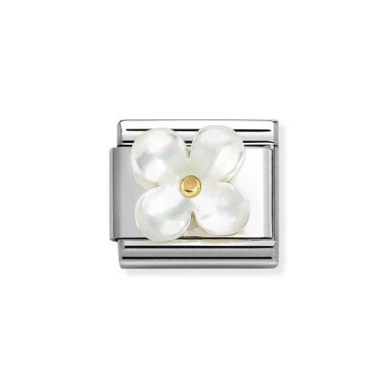 NOMINATION COMPOSABLE CLASSIC LINK FLOWER WHITE MOTHER OF PEARL IN 18K GOLD 030521/02