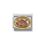 NOMINATION COMPOSABLE CLASSIC LINK IN 18K GOLD WITH OVAL FACETED CHAMPAGNE CZ 030602/024
