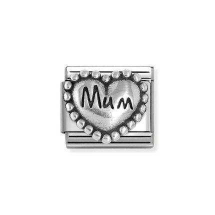 NOMINATION COMPOSABLE CLASSIC LINK MUM HEART IN STERLING SILVER 330101/80
