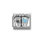NOMINATION COMPOSABLE CLASSIC LINK BABY FEET LIGHT BLUE HEART IN STERLING SILVER 330204/30