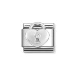 NOMINATION COMPOSABLE CLASSIC LINK HEART PADLOCK IN STERLING SILVER WITH CZ 330311/19