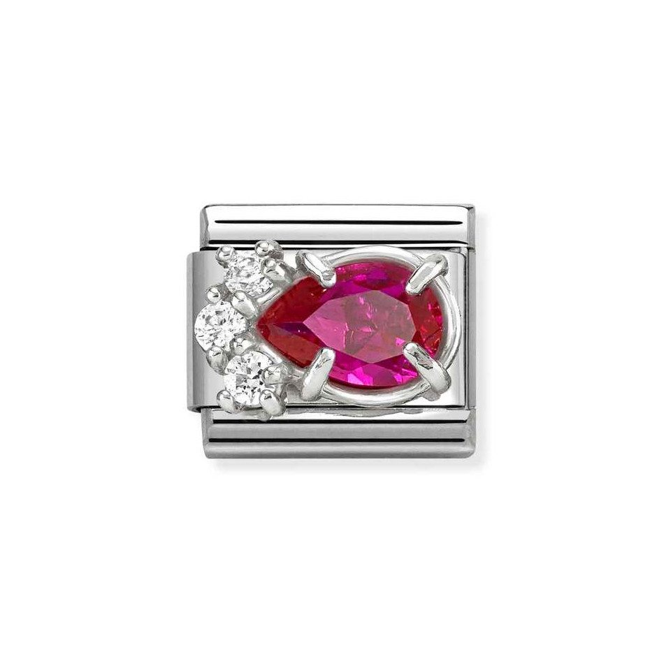 NOMINATION COMPOSABLE CLASSIC LINK RED DROP IN STERLING SILVER 330329/02 NOMINATION COMPOSABLE CLASSIC LINK RED DROP IN STERLING SILVER 330329/02