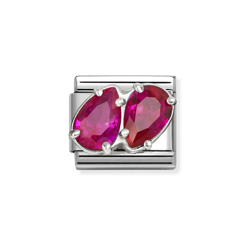 NOMINATION COMPOSABLE CLASSIC LINK RED DOUBLE DROPS IN STERLING SILVER 330329/11 NOMINATION COMPOSABLE CLASSIC LINK RED DOUBLE DROPS IN STERLING SILVER 330329/11