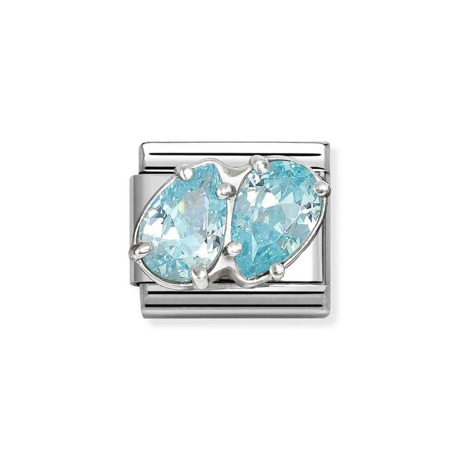 NOMINATION COMPOSABLE CLASSIC LINK LIGHT BLUE DOUBLE DROPS IN STERLING SILVER 330329/16 NOMINATION COMPOSABLE CLASSIC LINK LIGHT BLUE DOUBLE DROPS IN STERLING SILVER 330329/16