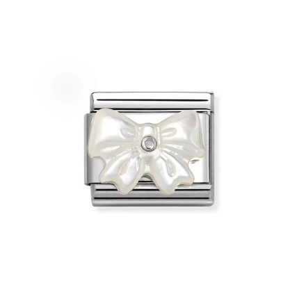 NOMINATION COMPOSABLE CLASSIC LINK WHITE MOP BOW IN STERLING SILVER 330509/20