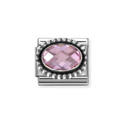 NOMINATION COMPOSABLE CLASSIC LINK IN STERLING SILVER WITH PINK CZ VINTAGE EFFECT 330607/003