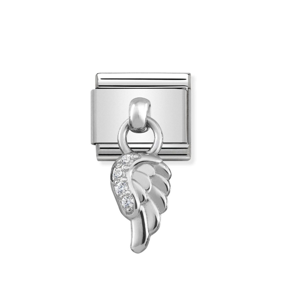NOMINATION COMPOSABLE CLASSIC LINK WING IN STERLING SILVER WITH CZ 331800/06 NOMINATION COMPOSABLE CLASSIC LINK WING IN STERLING SILVER WITH CZ 331800/06