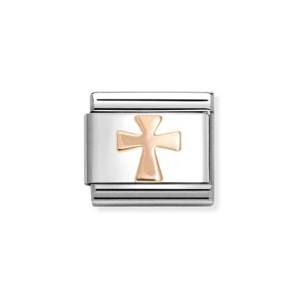 NOMINATION COMPOSABLE CLASSIC LINK CROSS IN 9K ROSE GOLD 430104/56