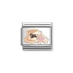 NOMINATION COMPOSABLE CLASSIC LINK TEA CUP WITH FLOWERS IN 9K ROSE GOLD 430202/27