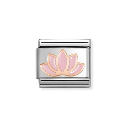 NOMINATION COMPOSABLE CLASSIC LINK PINK LOTUS FLOWER IN 9K ROSE GOLD 430202/44