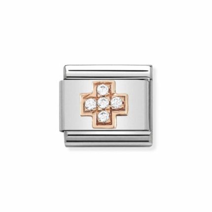 NOMINATION COMPOSABLE CLASSIC LINK CROSS IN 9K ROSE GOLD WITH CZ 430302/29