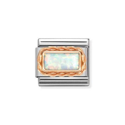 NOMINATION COMPOSABLE CLASSIC LINK IN 9K ROSE GOLD WITH WHITE OPAL 430512/07