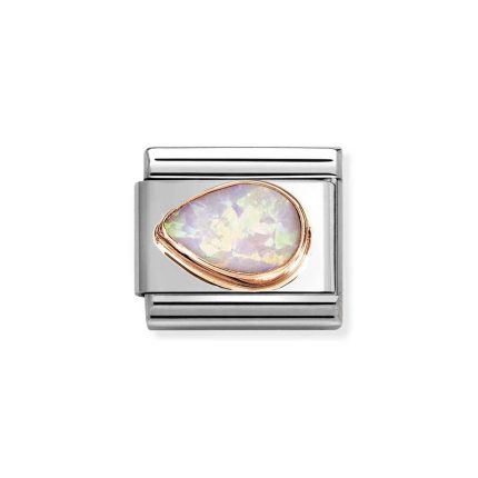 NOMINATION COMPOSABLE CLASSIC LINK PINK OPAL DROP LEFT IN 9K ROSE GOLD 430513/38
