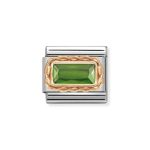 NOMINATION COMPOSABLE CLASSIC LINK IN 9K ROSE GOLD WITH BAGUETTE GREEN CZ 430604/004