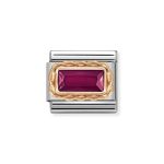 NOMINATION COMPOSABLE CLASSIC LINK IN 9K ROSE GOLD WITH BAGUETTE RED CZ 430604/005