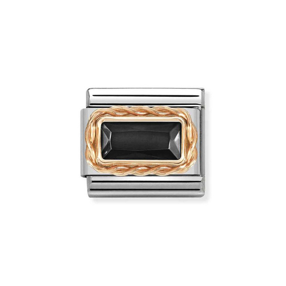NOMINATION COMPOSABLE CLASSIC LINK IN 9K ROSE GOLD WITH BAGUETTE BLACK CZ 430604/011 NOMINATION COMPOSABLE CLASSIC LINK IN 9K ROSE GOLD WITH BAGUETTE BLACK CZ 430604/011