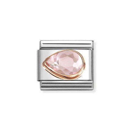 NOMINATION COMPOSABLE CLASSIC LINK PINK CZ DROP IN 9K ROSE GOLD 430605/003