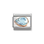 NOMINATION COMPOSABLE CLASSIC LINK LIGHT BLUE CZ DROP IN 9K ROSE GOLD 430605/006