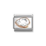 NOMINATION COMPOSABLE CLASSIC LINK WHITE CZ DROP IN 9K ROSE GOLD 430605/010