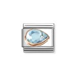 NOMINATION COMPOSABLE CLASSIC LINK LIGHT BLUE CZ DROP IN 9K ROSE GOLD 430606/006