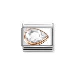 NOMINATION COMPOSABLE CLASSIC LINK WHITE CZ DROP IN 9K ROSE GOLD 430606/010