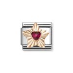 NOMINATION COMPOSABLE CLASSIC LINK STAR IN 9K ROSE GOLD WITH RED CZ HEART 430609/005
