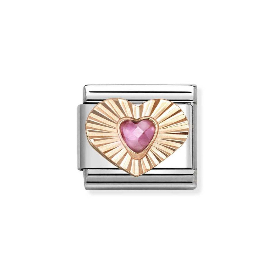 NOMINATION COMPOSABLE CLASSIC LINK HEART IN 9K ROSE GOLD WITH PINK CZ 430610/003 NOMINATION COMPOSABLE CLASSIC LINK HEART IN 9K ROSE GOLD WITH PINK CZ 430610/003